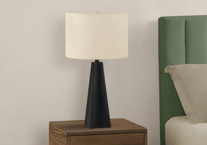 HomeRoots 27" Modern Black Geometric Table Lamp with Beige Shade - Stylish, Versatile Lighting for Any Space 545864
