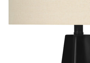 HomeRoots 27" Modern Black Geometric Table Lamp with Beige Shade - Stylish, Versatile Lighting for Any Space 545864