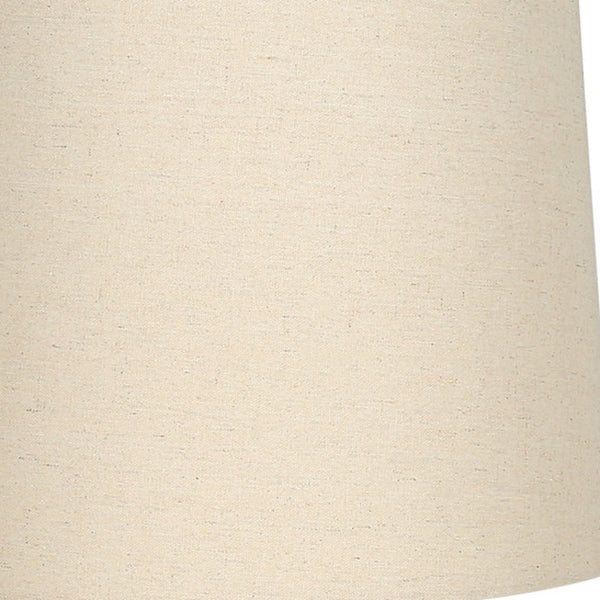 Homeroots 25" Cream Geometric Table Lamp With Beige Empire Shade   545866