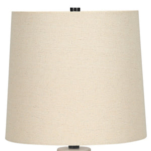 Homeroots 25" Cream Geometric Table Lamp With Beige Empire Shade   545866