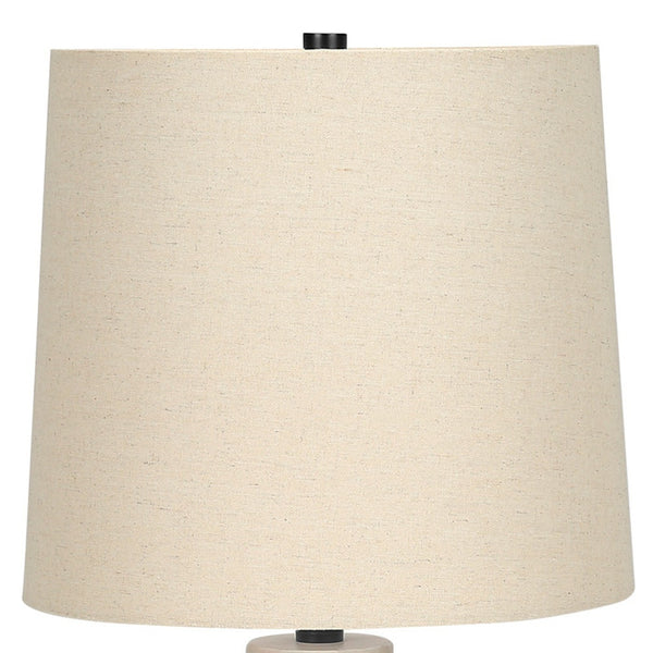 Homeroots 25" Cream Geometric Table Lamp With Beige Empire Shade   545866