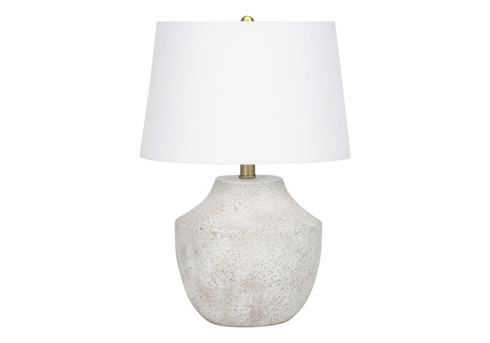Homeroots 20" Cream Concrete Urn Table Lamp With Cream Empire Shade   545867