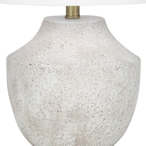 Homeroots 20" Cream Concrete Urn Table Lamp With Cream Empire Shade   545867