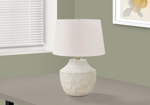 Homeroots 20" Cream Concrete Urn Table Lamp With Cream Empire Shade   545867