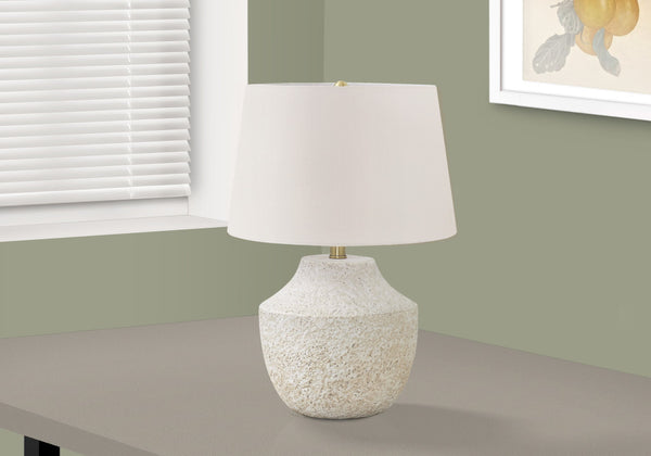 Homeroots 20" Cream Concrete Urn Table Lamp With Cream Empire Shade   545867