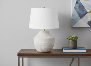 HomeRoots 20" Cream Concrete Urn Table Lamp with Elegant Empire Shade for Stylish Ambient Lighting Solutions 545867