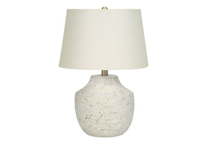 Homeroots 20" Cream Concrete Urn Table Lamp With Cream Empire Shade   545868