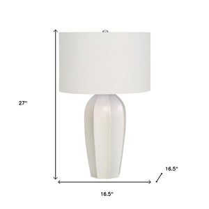 HomeRoots 27" Cream Ceramic Geometric Table Lamp – Elegant Design with Soft Lighting for Any Room's Ambiance 545869