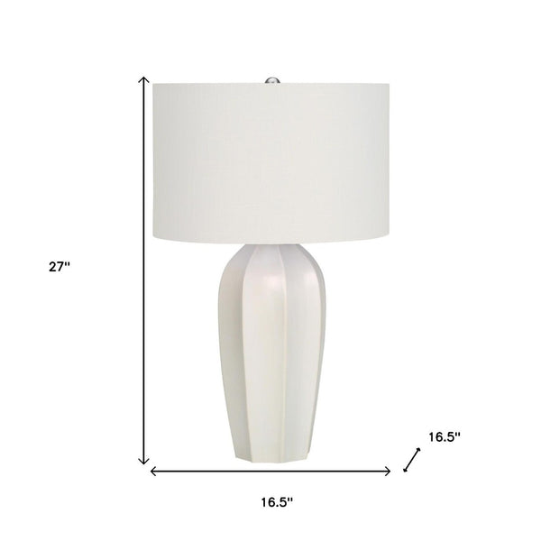 HomeRoots 27" Cream Ceramic Geometric Table Lamp – Elegant Design with Soft Lighting for Any Room's Ambiance 545869