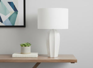 HomeRoots 27" Cream Ceramic Geometric Table Lamp – Elegant Design with Soft Lighting for Any Room's Ambiance 545869
