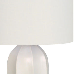 HomeRoots 27" Cream Ceramic Geometric Table Lamp – Elegant Design with Soft Lighting for Any Room's Ambiance 545869