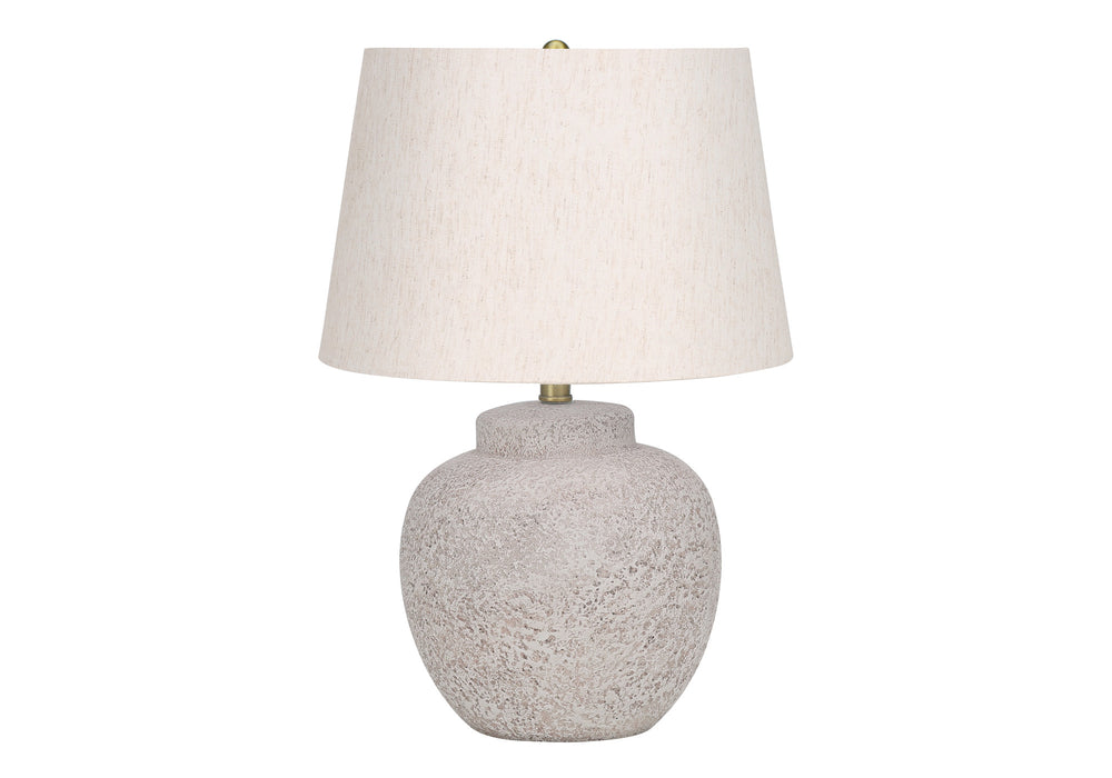 Homeroots 22" Cream Concrete Urn Table Lamp With Cream Abstract Empire Shade   545870