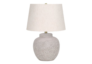 Homeroots 22" Cream Concrete Urn Table Lamp With Cream Abstract Empire Shade   545870