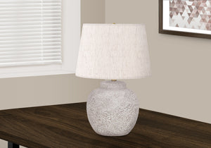 Homeroots 22" Cream Concrete Urn Table Lamp With Cream Abstract Empire Shade   545870