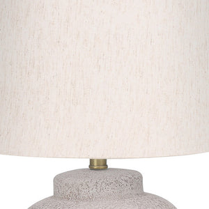 Homeroots 22" Cream Concrete Urn Table Lamp With Cream Abstract Empire Shade   545870