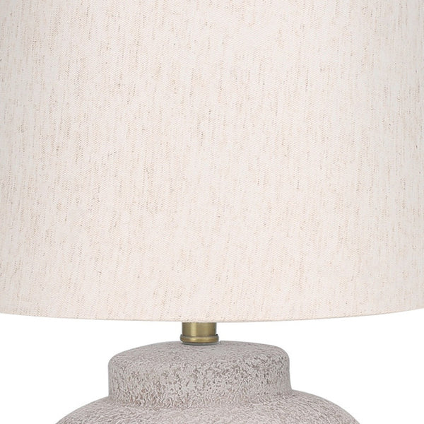 Homeroots 22" Cream Concrete Urn Table Lamp With Cream Abstract Empire Shade   545870