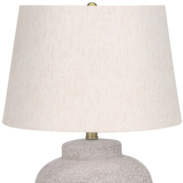 Homeroots 22" Cream Concrete Urn Table Lamp With Cream Abstract Empire Shade   545870