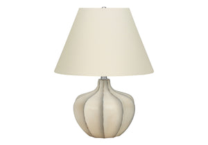 Homeroots 21" Cream Round Table Lamp With Cream Empire Shade   545871