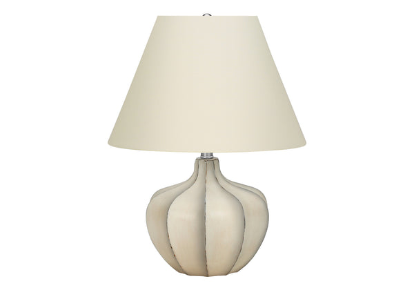 Homeroots 21" Cream Round Table Lamp With Cream Empire Shade   545871