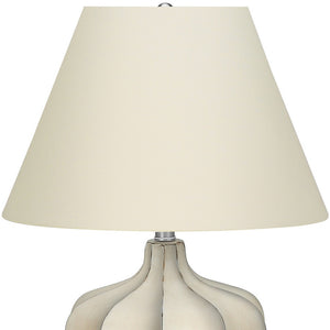 Homeroots 21" Cream Round Table Lamp With Cream Empire Shade   545871