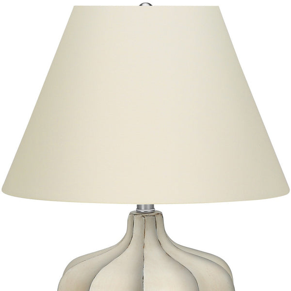 Homeroots 21" Cream Round Table Lamp With Cream Empire Shade   545871