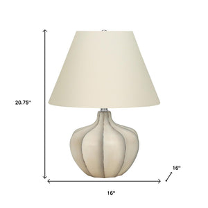HomeRoots 21" Cream Table Lamp with Gourd Base & Empire Shade - Elegant Lighting for Any Room Decor Style 545871