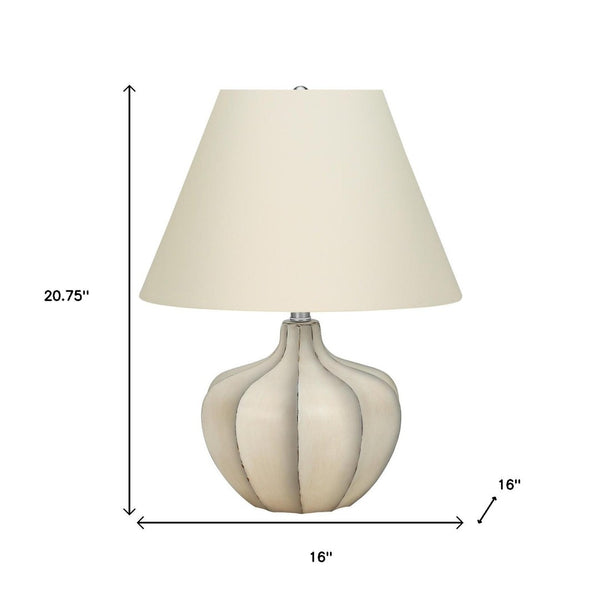 HomeRoots 21" Cream Table Lamp with Gourd Base & Empire Shade - Elegant Lighting for Any Room Decor Style 545871