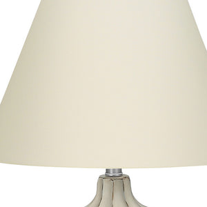 Homeroots 21" Cream Round Table Lamp With Cream Empire Shade   545871