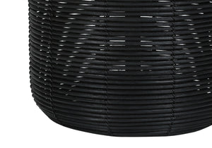 Homeroots 23" Black Rattan Round Table Lamp With Ivory Drum Shade   545872