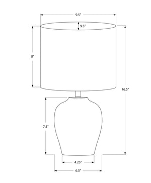 Homeroots 17" Black Ceramic Round Table Lamp With Ivory Drum Shade   545873