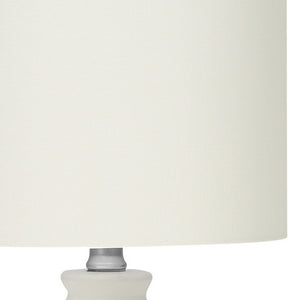 Homeroots 17" Cream Ceramic Round Table Lamp With Cream Drum Shade   545876