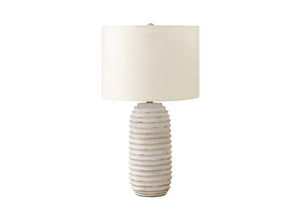 HomeRoots 28" Cream Geometric Table Lamp - Rustic Modern Design with Adjustable Light for Any Room Decor 545877