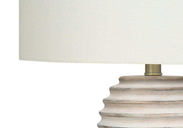 HomeRoots 28" Cream Geometric Table Lamp - Rustic Modern Design with Adjustable Light for Any Room Decor 545877
