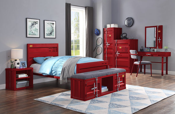 English Elm Red Rectangular 1-Door Wardrobe with Lockable Container, Iron Build, Single Shelf & Dual Compartments B062P215413