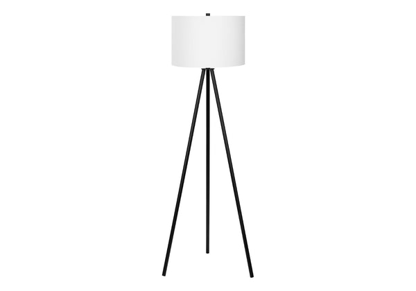 HomeRoots 63" Elegant Black LED Floor Lamp with Cream Fabric Shade - Dimmable Lighting for Any Room 545937
