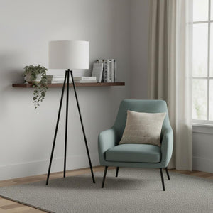 HomeRoots 63" Elegant Black LED Floor Lamp with Cream Fabric Shade - Dimmable Lighting for Any Room 545937