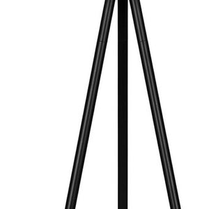 HomeRoots 63" Elegant Black LED Floor Lamp with Cream Fabric Shade - Dimmable Lighting for Any Room 545937