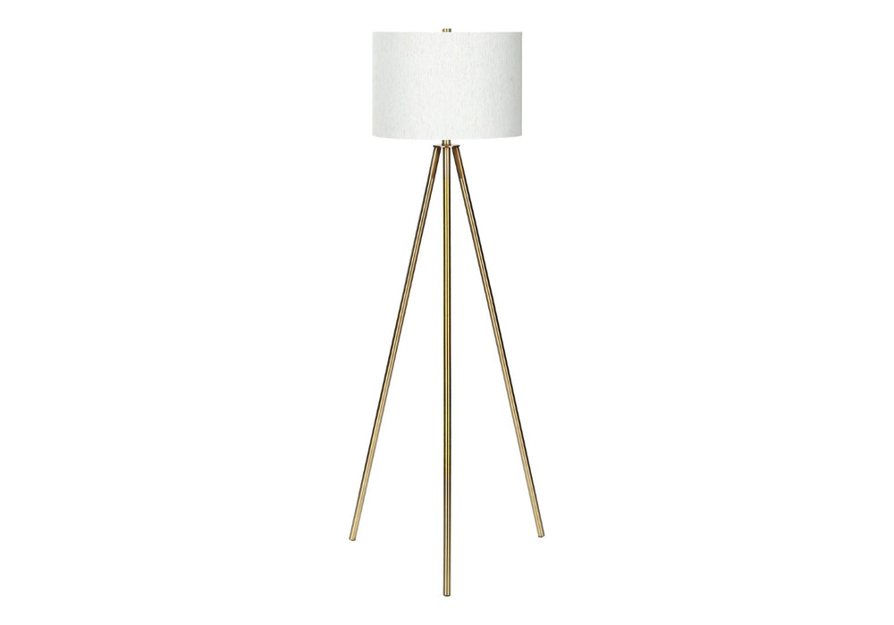 HomeRoots 63" Matte Gold Tripod Floor Lamp with Cream Shade - Elegant Illumination for Modern & Classic Homes 545938