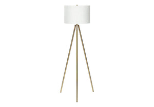 HomeRoots 63" Matte Gold Tripod Floor Lamp with Cream Shade - Elegant Illumination for Modern & Classic Homes 545938