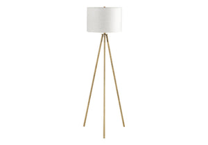 HomeRoots 63" Matte Gold Tripod Floor Lamp with Cream Shade - Elegant Illumination for Modern & Classic Homes 545938