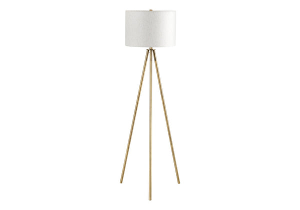 HomeRoots 63" Matte Gold Tripod Floor Lamp with Cream Shade - Elegant Illumination for Modern & Classic Homes 545938