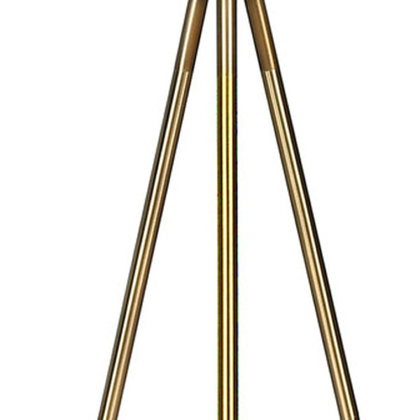HomeRoots 63" Matte Gold Tripod Floor Lamp with Cream Shade - Elegant Illumination for Modern & Classic Homes 545938