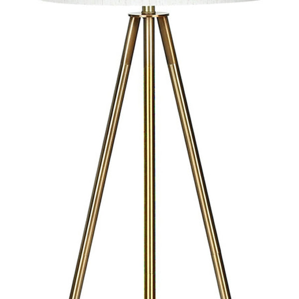 HomeRoots 63" Matte Gold Tripod Floor Lamp with Cream Shade - Elegant Illumination for Modern & Classic Homes 545938