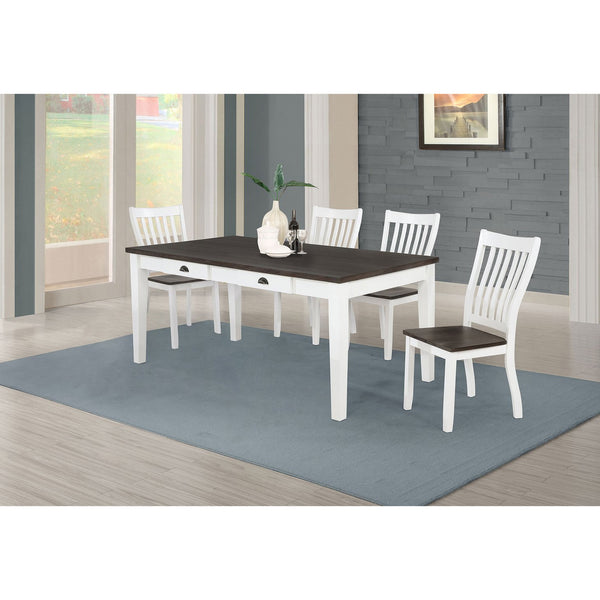 English Elm Preston Rustic Espresso & Distressed White 5-Piece Farmhouse Dining Set with Storage Drawers and Chairs B062S00799