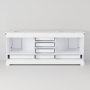 English Elm White Double Bath Vanity With Cultured Marble Top, Soft-Close Drawers, And Chrome Faucet Set Included B2731P258399-GIGA