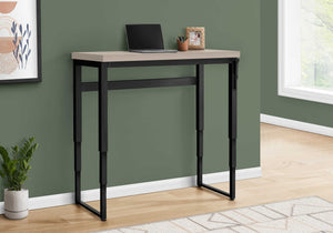 English Elm Computer Desk - Adjustable Height Standing Workstation, Modern Beige Laminate & Black Metal Frame B2710P219894