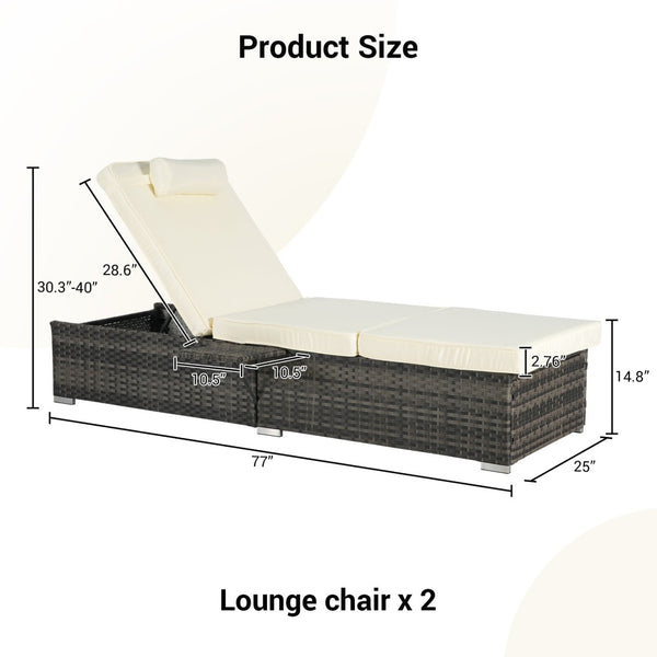 English Elm Outdoor Pe Rattan Chaise Loungers Set of 2 with Cushions Poolside Patio Resort Style Beige W874P266304