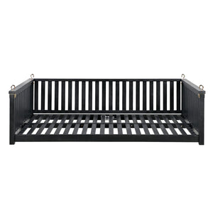 English Elm Topmax Acacia Wood Porch Swing Bed Sloped Frame Outdoor Lounger for Backyard Patio Black WF319383AAB