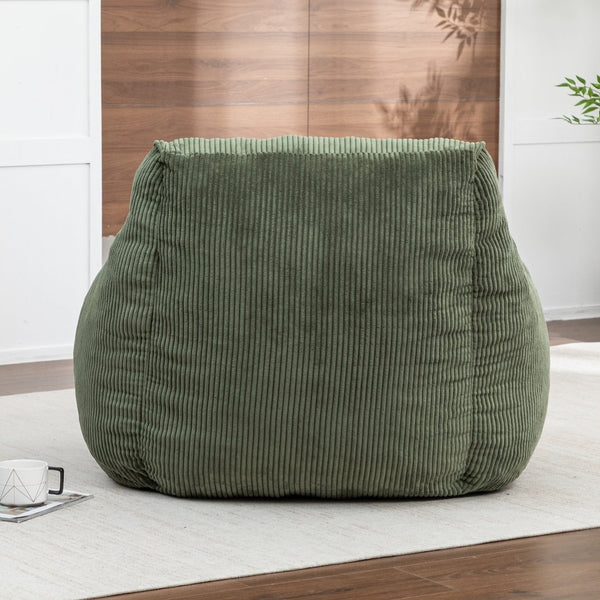English Elm Giant Corduroy Bean Bag Sofa with Armrests Foam Filled Cozy Adult Lounge Chair Green W2200P442802