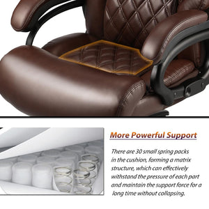 English Elm 500lbs Heavy Duty Executive Chair Wide Spring Seat Ergonomic High Back Home Office Brown W5201P418285